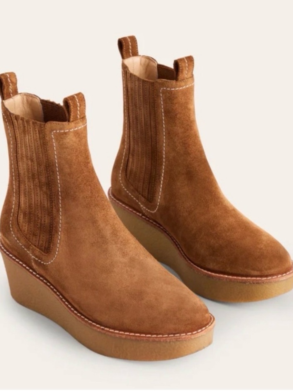 Boden Suede Wedge Chelsea Boots Sz 41 EU